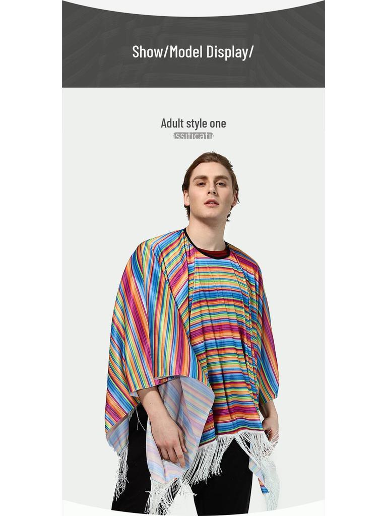 Adult Mexican Ethnic Style Cosplay Cape for Festival Parties