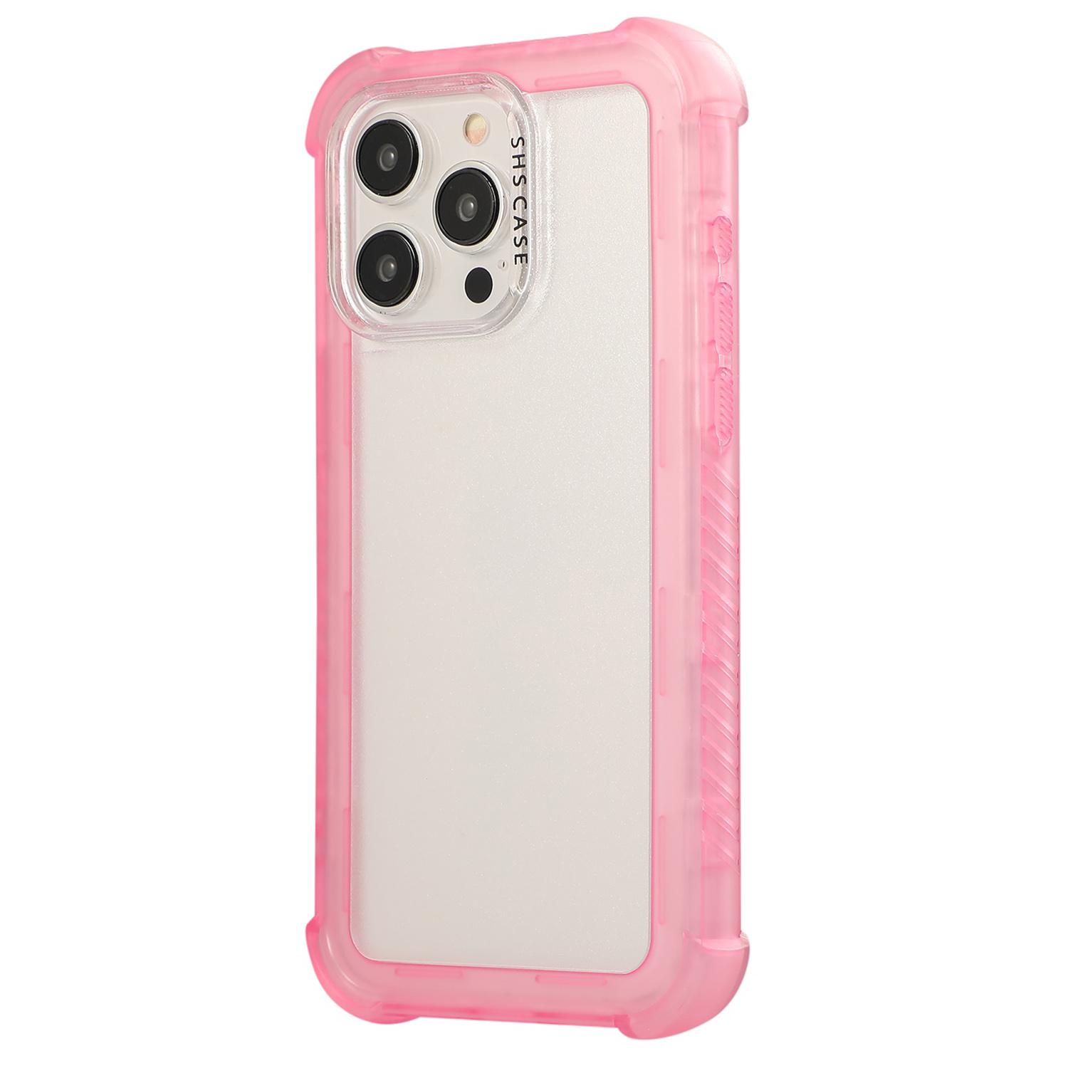 

For iPhone 15 Pro Max Case TPU+PC Anti-Drop Matte Phone Cover Pink