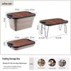 Outdoor Folding Picnic Basket with Wooden Lid - Multifunctional Storage Box for Camping or Car Use