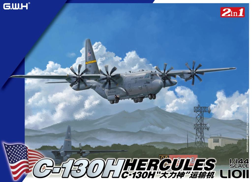 Great Wall Hobby Amerikanisches Transportflugzeug, Gesamtlänge 208 mm, Kunststoffmodell L1011 1/144 C-130H, ca.. (Flugzeug)