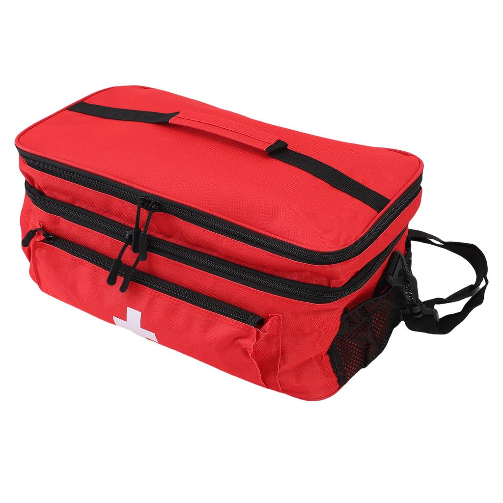 First Responder Bag Double Layer Medication Carrying Case Nylon Large Emergency Bag for Home Outdoor Red