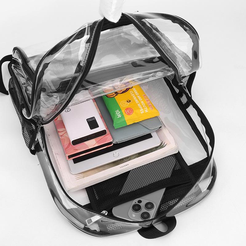 Transparent PVC backpack large-capacity student transparent multi-pocket schoolbag