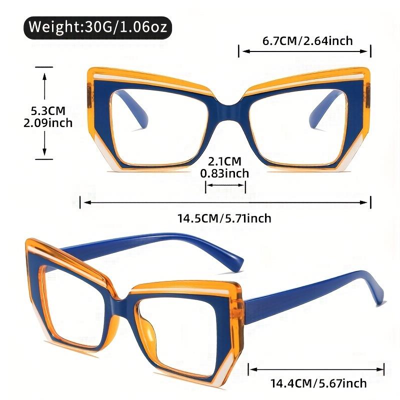 Vintage kočičí oči nadrozměrné brýle na čtení s geometrickým rámem, zvětšení 1,0~ 4,0, čirá PC čočka