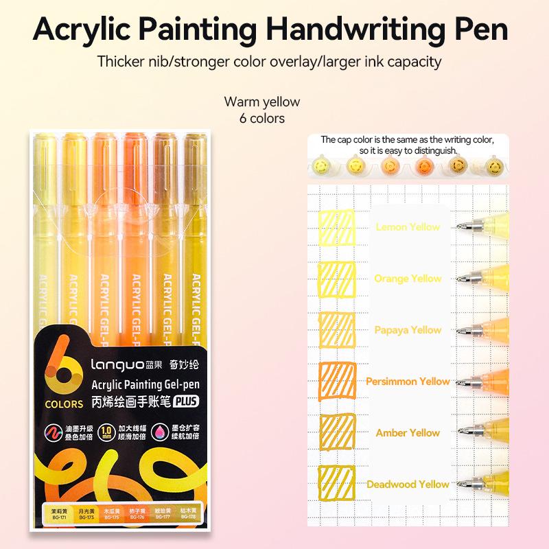 

Acrylic Painting Gel Pen Large Capacity 90 Colors 1mm Tip Drawing Handbook Pens Student Neutral Pen Writing Marker Stationery теплый желтый