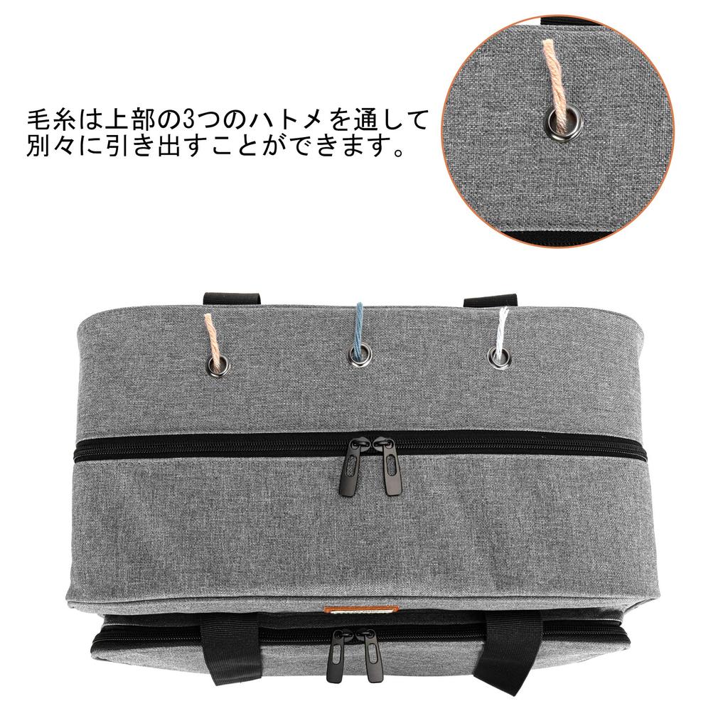 CURMIO Knitting Holds Knitting Circular Crochet and Unfinished A Knitting Tote Bag for and A Great Bag Gray Bag, Yarn, Needles, Needles, Hooks,