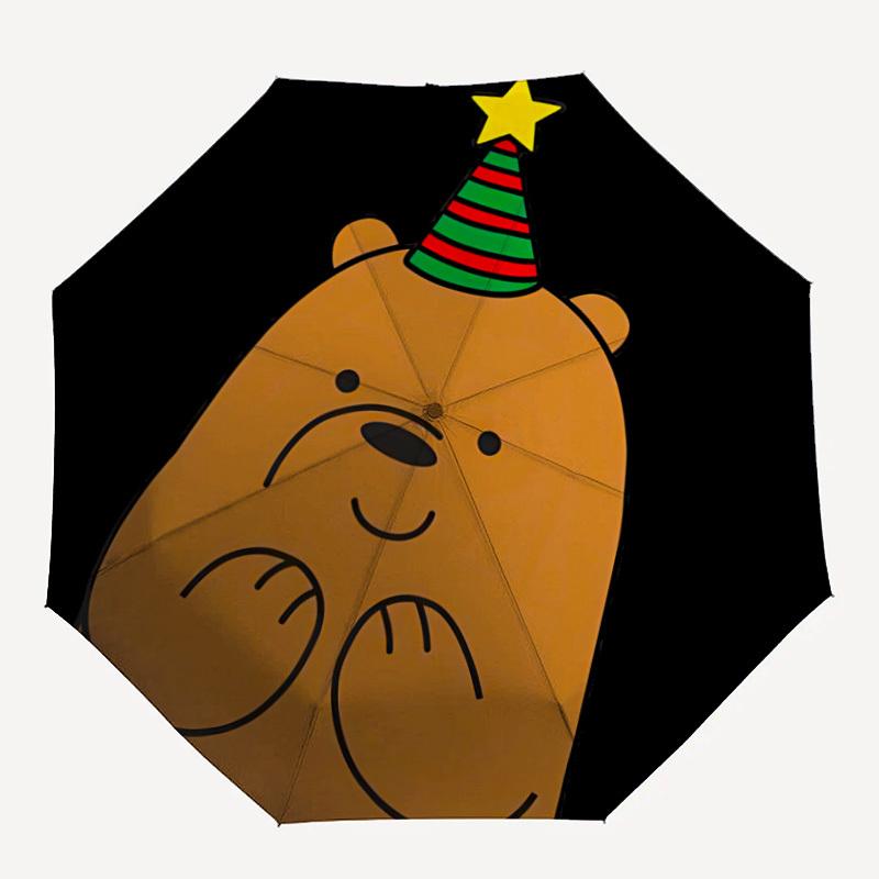 

1pc We Bare Bears Automatic Folding Umbrella - Compact 8-Rib Design,Festive Gift for Friends & Family, Compact Umbrella 22039