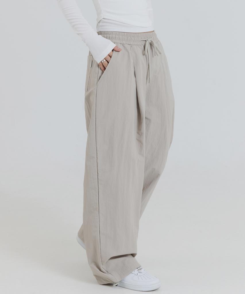 PIANER Nylon One-Pleat String Pants (Light Beige)