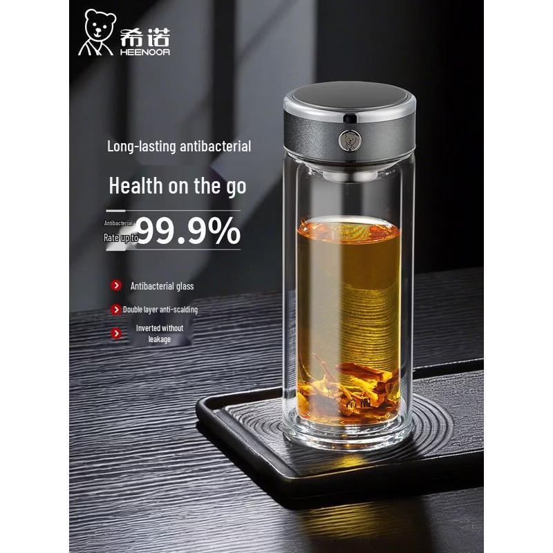 Heenoor XN-651L Double-Layer Antibacterial Glass Cup