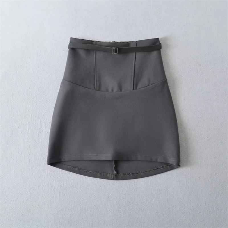 Korean High Waist Pencil Skirt – Autumn Slimming Hip-hugging Style with Belt