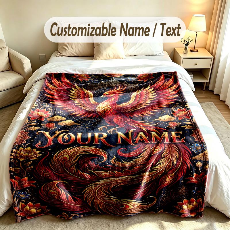 Drachen Phoenix Thema Weiche Decke Personalisierter Benutzerdefinierter Name Text Druck Warme Decke Haus Sofa Schlafzimmer Dekor