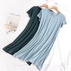 Women's Modal Loose Short Sleeve Nightgown Pajamas - Plus Size, Solid Color, Spring/Summer.