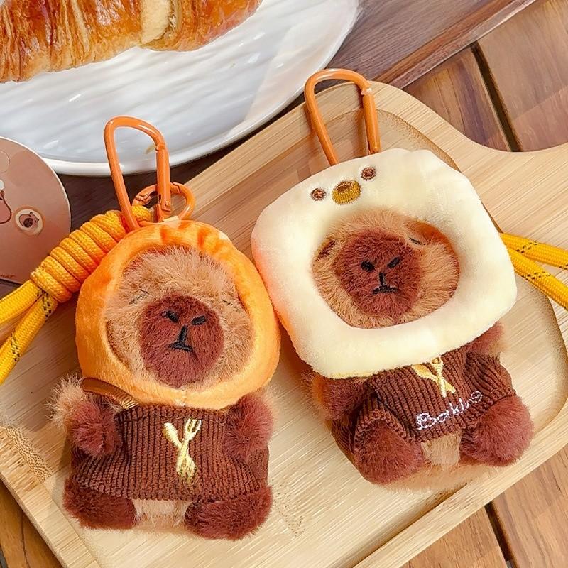 Bread Hat Toast Capybara Plush Keychain With Cartoon Pendant Bag Decoration Gift