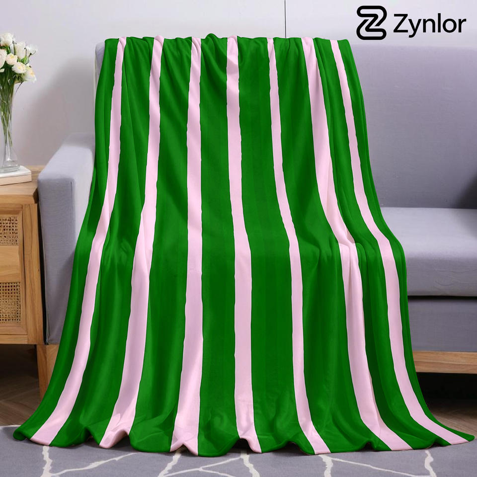 Grün gestreifte leichte Mikrofaser-Weich-Weihnachts-Fleece-Decke Warmer gemütlicher Überwurf für Bett Sofa Büro Reise Ganzjahres