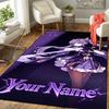 Custom 1Pc Custom Name Anime Girl Flannel Personalized Rug Non Slip Floor Mat Soft Carpet for Living Bedroom Office Home Decor Gift