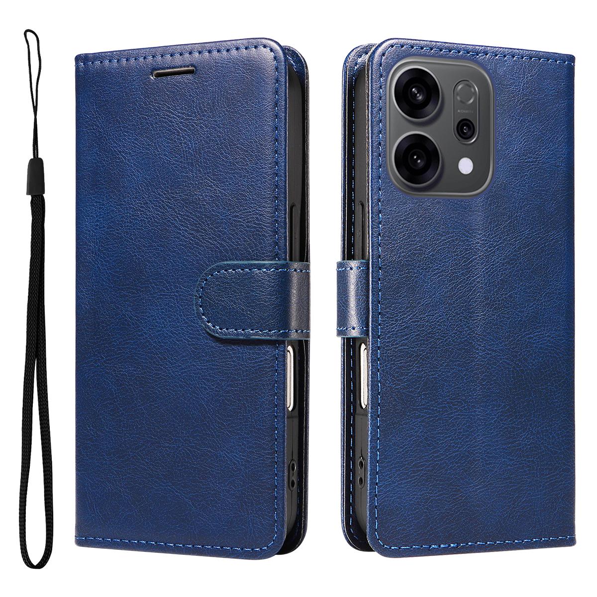 Для Oppo Reno14 5G (Китай)/Oppo Reno14 F 5G/Oppo Reno14 5G (Глобальный) Кожаный чехол-кошелек с ремешком Однотонный чехол-подставка для телефона D