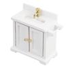 Dollhouse Sink Cabinet 1 16 Scale Floor Standing Double Door Bathroom Sink Wooden Miniature Dollhouse Furniture