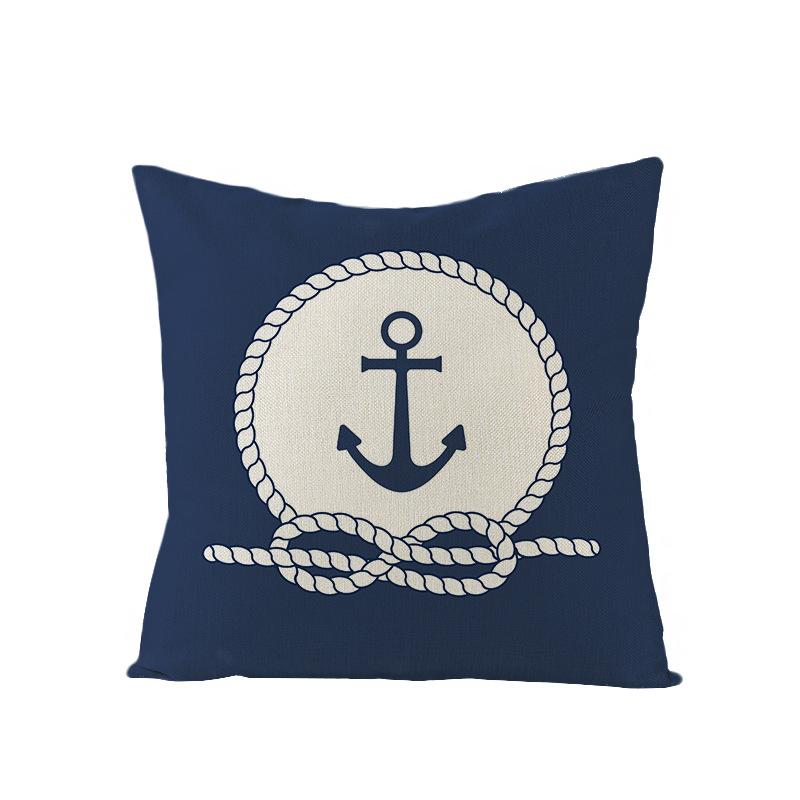 Nordic Retro Polyester Printed Pillow Cover Blue Anchor Animal Sofa Cushion Pillow Cover Home Furnishings