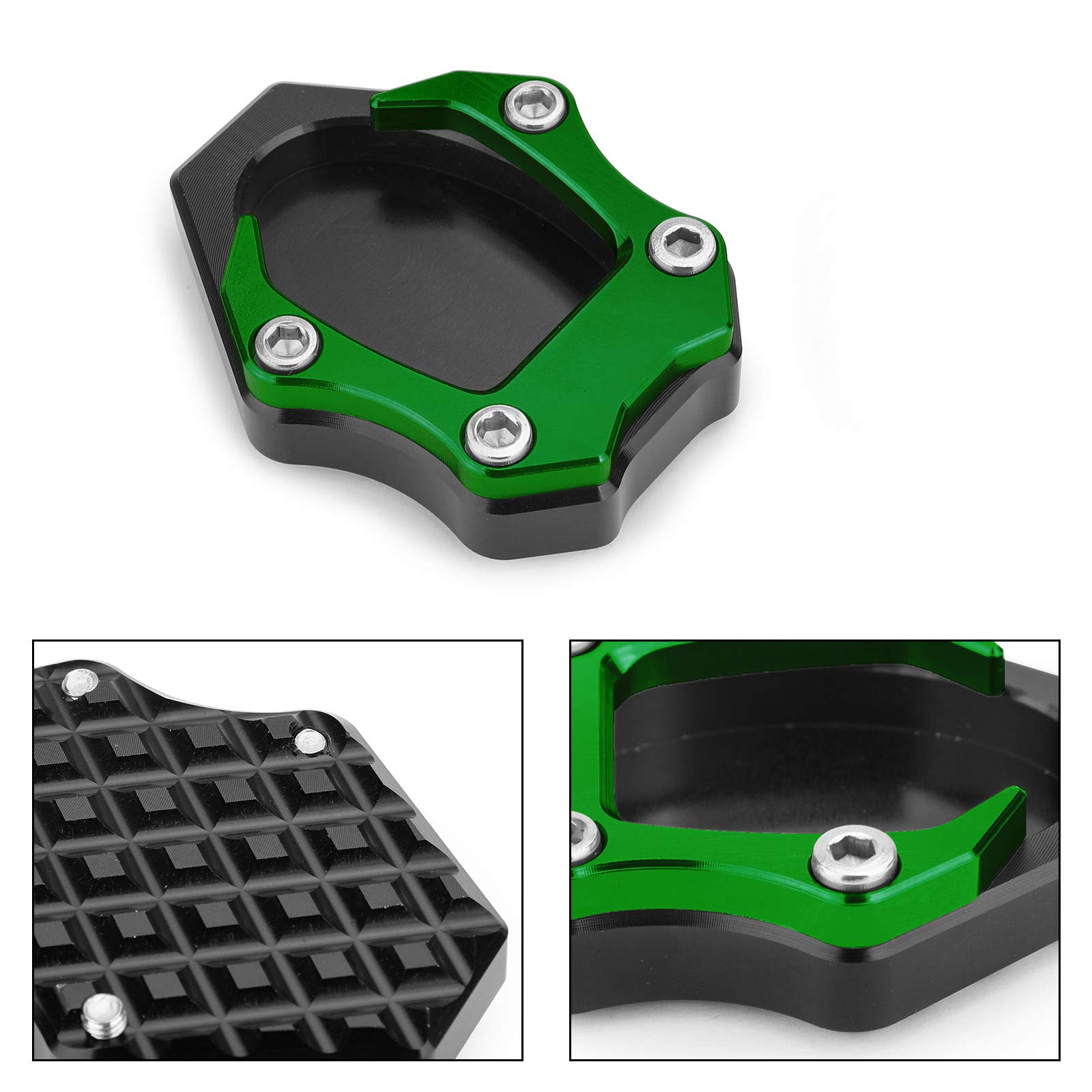 

Bruce & Shark Kawasaki Ninja 400 250 2018 Exclusive Kickstand Side Stand Stand Stand Plate Extension Aluminum Green зелений
