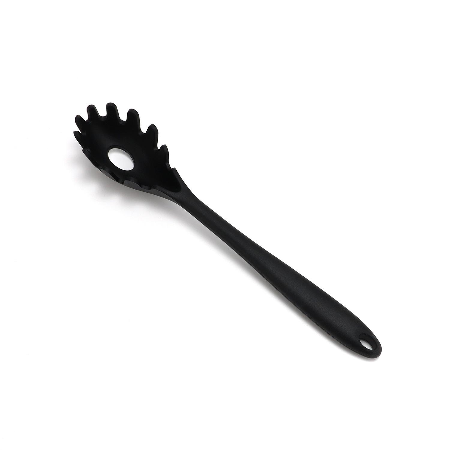 

11.2 inch Pasta Fork Premium Silicone Spaghetti Strainer Heat Resistant Noodle Spoon Server Food Grade Kitchen Cooking Tools чёрный