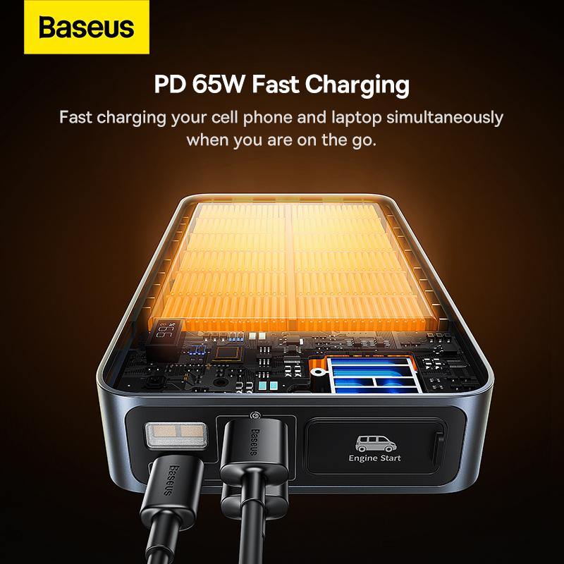 Baseus Super Energy Pro+ Jump Starter 1600A PD65W Fast Charging Car Inverter Charger Converter EU Socket Power Supply