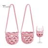 Wine Glass Lanyard Cup Holder, Crochet Sleeve, with Long Knitted Sleeve Strap Portable Crossbody Bag, for Outdoor Picnic Festival Travel Adjustable