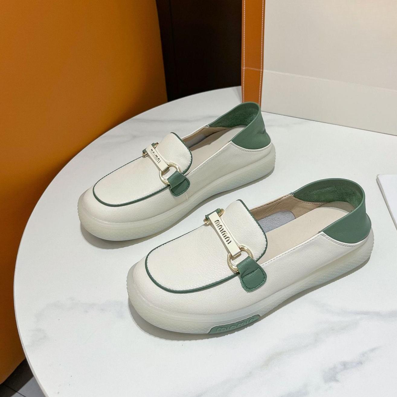 

Осенние новые однопедальные мокасины женские туфли маленькие белые туфли на мягкой подошве из коровьей кожи плоская подошва 35