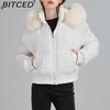 BITCED High-Waisted Oversized Fur-Trimmed Hooded Cropped Cotton Jacket for Women Autumn/Winter Down-Filled Cotton Jacket Slim-Fit Jacket Outerwear