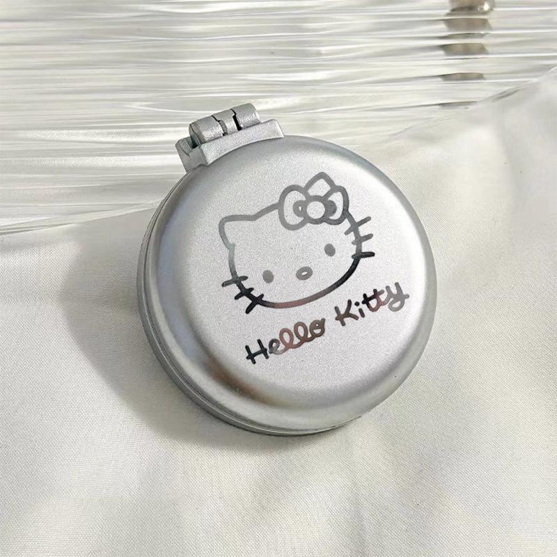 Silver Sanrio Foldable Air Cushion Comb with Mirror for Female Students - Portable Mini Comb