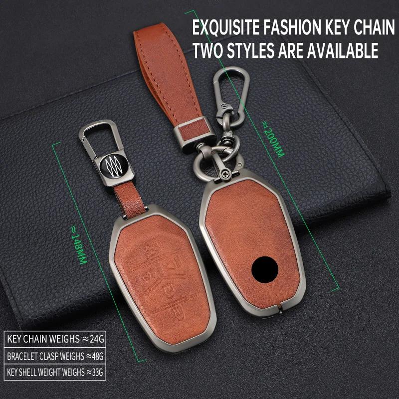 Lega di Zinco+Pelle Custodia Protettiva per Portachiavi Smart Auto Guscio Protettivo Adatta per Ssangyong G4 Rexton Portachiavi Auto Styling Accessori Auto
