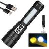 Super Bright Flashlight USB Rechargeable Most Strong LED Flash Light Long Range Torch Zoom Outdoor With Digital Power Display