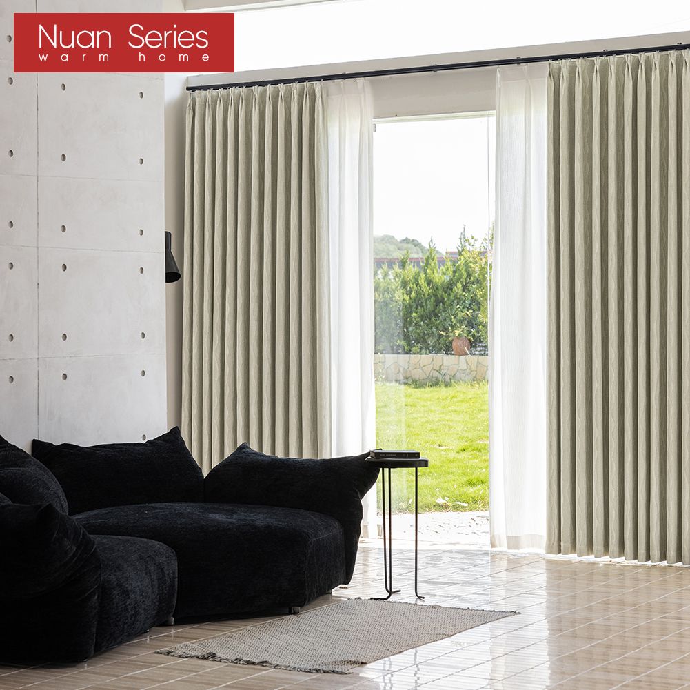 1PC Nuan Series Elegant Solid Color Blackout Curtain Double-sided Chenille Jacquard Thick Curtains for Bedroom Living Room Window for Home Decor