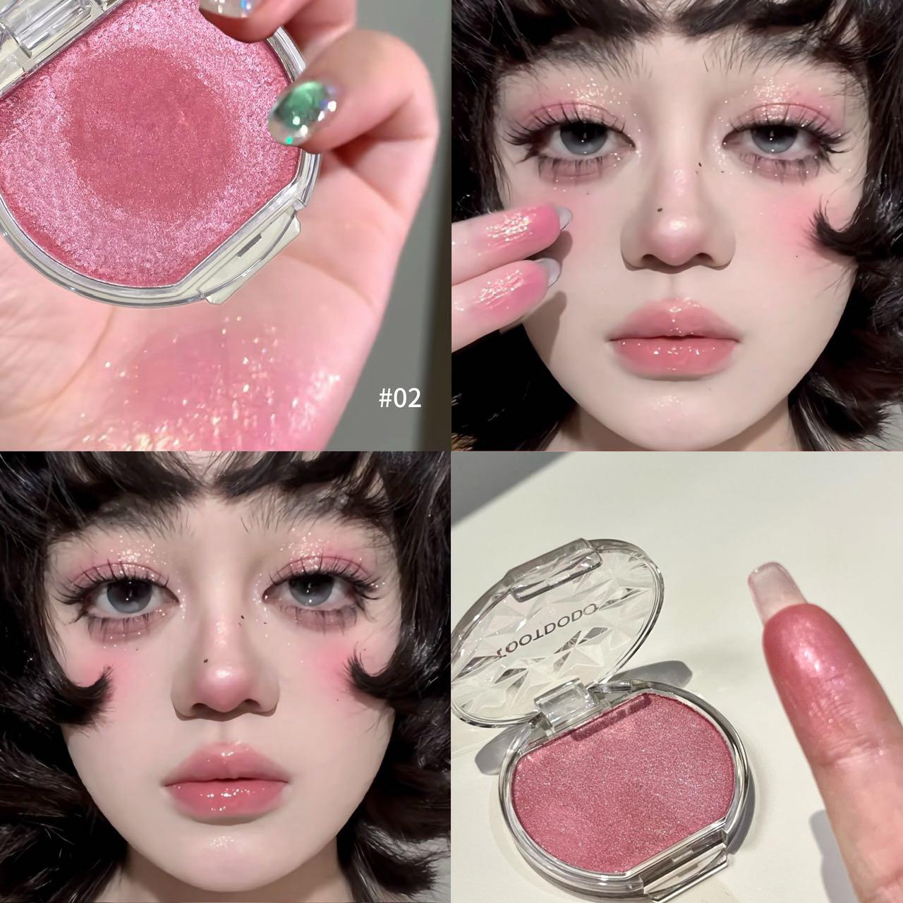 Gezichtsmake-up IJzig Blauw Glitters Liggende Zijderups Perzik Roze Paremoer Oogschaduw Blusher Palet Highlighters Natuurlijke Blos Vrouwelijke Cosmetica gray