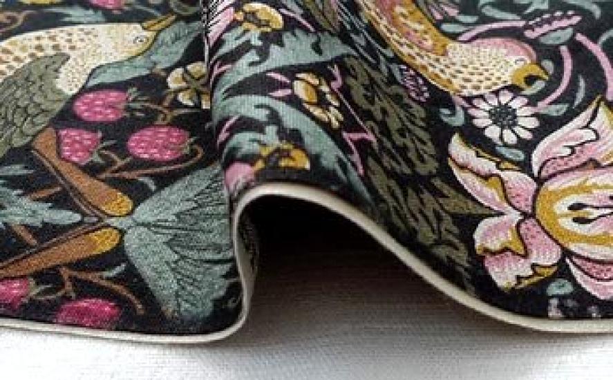 Strawberry Thief cotton print 110cm wide x 1m William Morris Strawberry Thief Damask Black Best of Cotton Print Fabric fabric, pre-cut, 1889M, Morris,