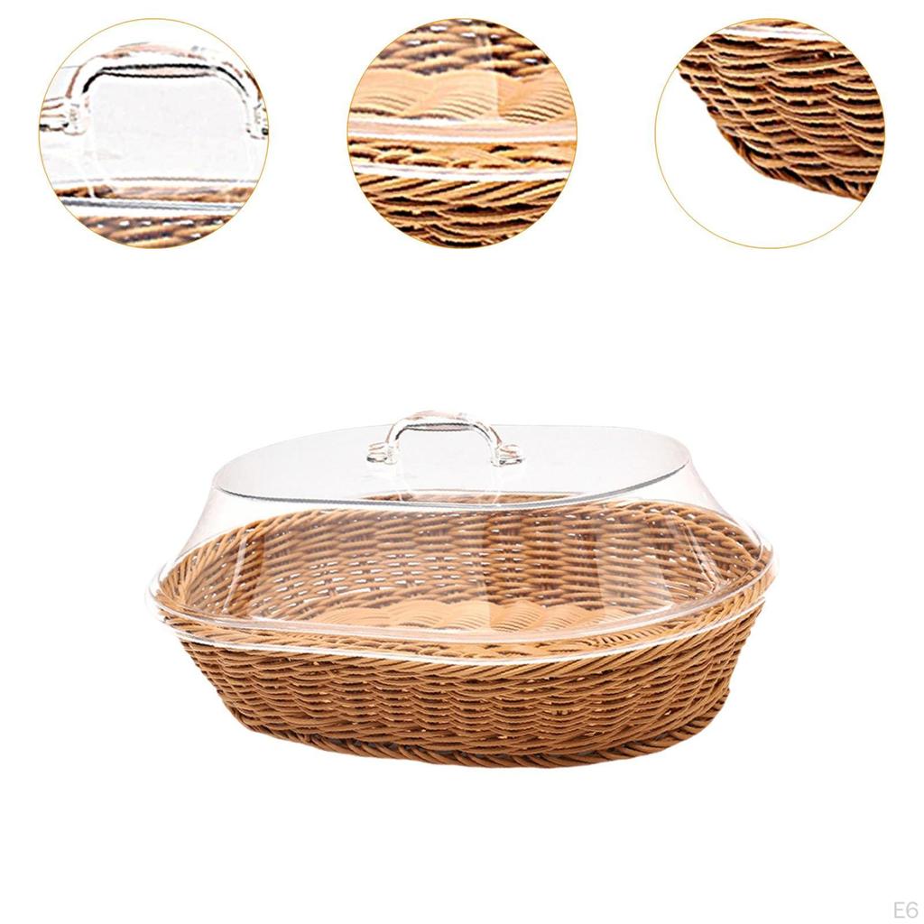 Food Serving Basket Imitation Rattan Woven Bread Drain Wicker Fruit for