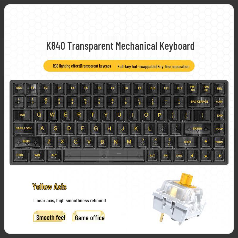 Shixi K804 84-Key Transparent RGB Hot-Swap Mechanical Keyboard Kit