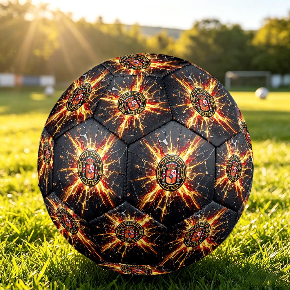 Spain Football Printed Size 5 Soccer Ball Wear Resistant Standard Adult Training Football Fan Gift for Indoor Outdoor Match Sports