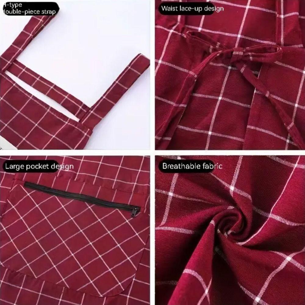 Kostkovaná bavlněná zástěra Olejotěsná zástěra na vaření Příslušenství na vaření Kuchyňská zástěra Žena/Muž