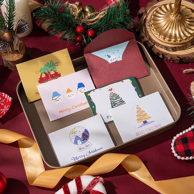 

6pcs Merry Christmas Mini Greeting Cards Kids New year Gift Cards Natal Navidad 2022 Xmas Christmas Party Decorations Postcard