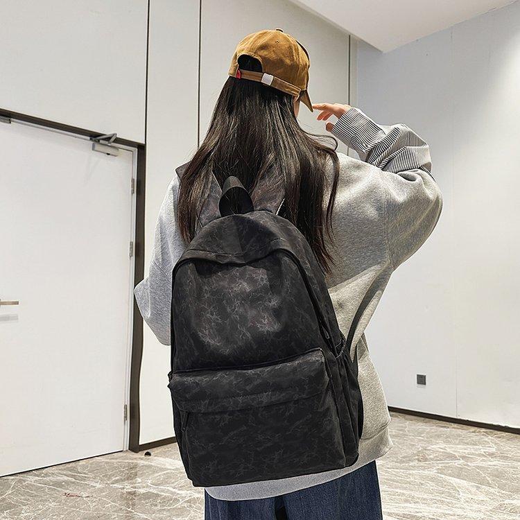 Schoolbag Schoolbag Korean Version Ins Simple Large Capacity Solid Color Middle and High School Students Versatile High School Mountaineering Travel