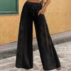 Ladies' Casual Wide Leg Pants With Lace Patchwork Pants