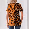 Womens Casual Halloween Print V Neck Short Sleeve Button Decor T Shirt Top Lightweight Comfortable Fit