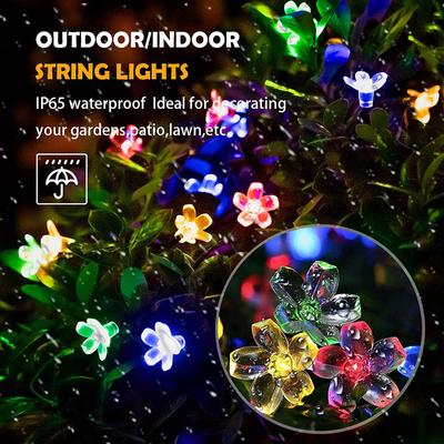 Solar Powered LED String Lights Cherry Blossom Fairy Garland 50LED Crystal Flower Wedding Christmas Garden Outdoor Decor Lighting