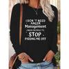 Women's Spring and Autumn fashionable casual loose letter pattern printed round neck long sleeved T-shirt top