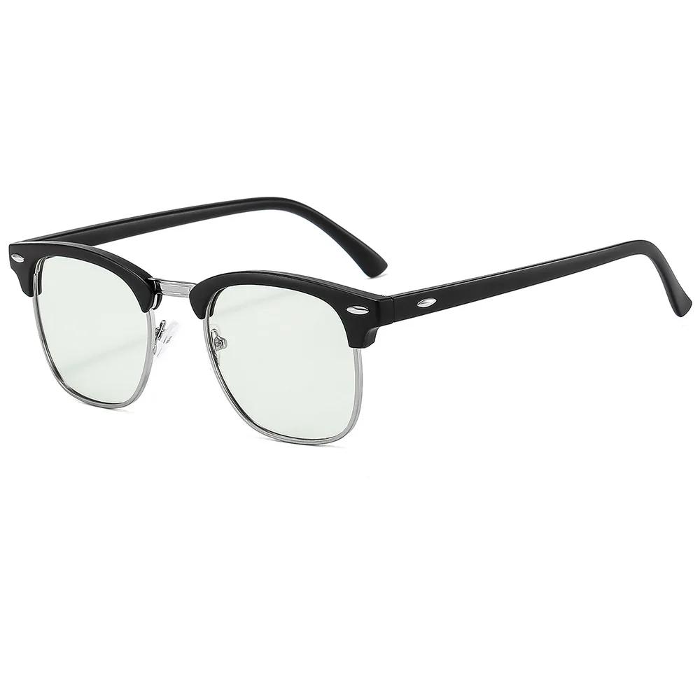 Semi Rimless Photochromic Glasses Anti Blue Light Blocking Color Changing Eyeglasses Square Computer Ray Retro Women Eyewear