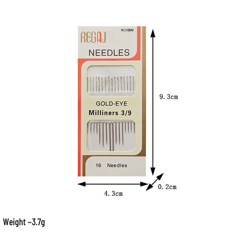 16-Piece Gold Tail Embroidery Needles Set: Large Eye Needles for Cross Stitch & DIY Sewing Projects