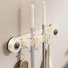 Vacuum Suction Wall Mounted Mop Rack Space Aluminum Mop Clip Rack Broom Holder  Household Storage