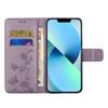 Butterfly Flower Imprinted Leather Case for iPhone 15 Pro,Stand Waller Protective Phone Cover