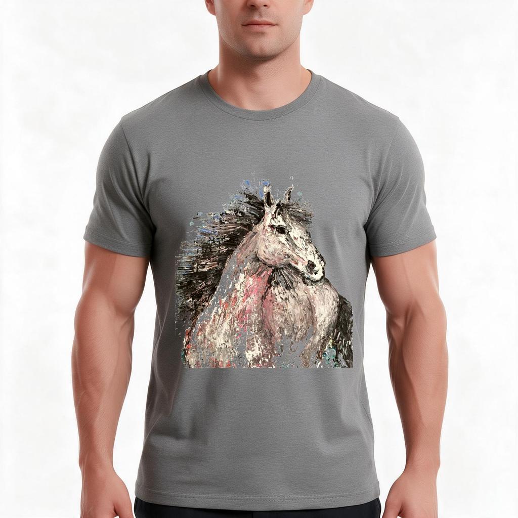 Horse Cheval 2 Tshirt Summer Casual Cotton Tee Oversized Streetwear Tops Vintage Graphic Print Loose Fit Short Sleeve