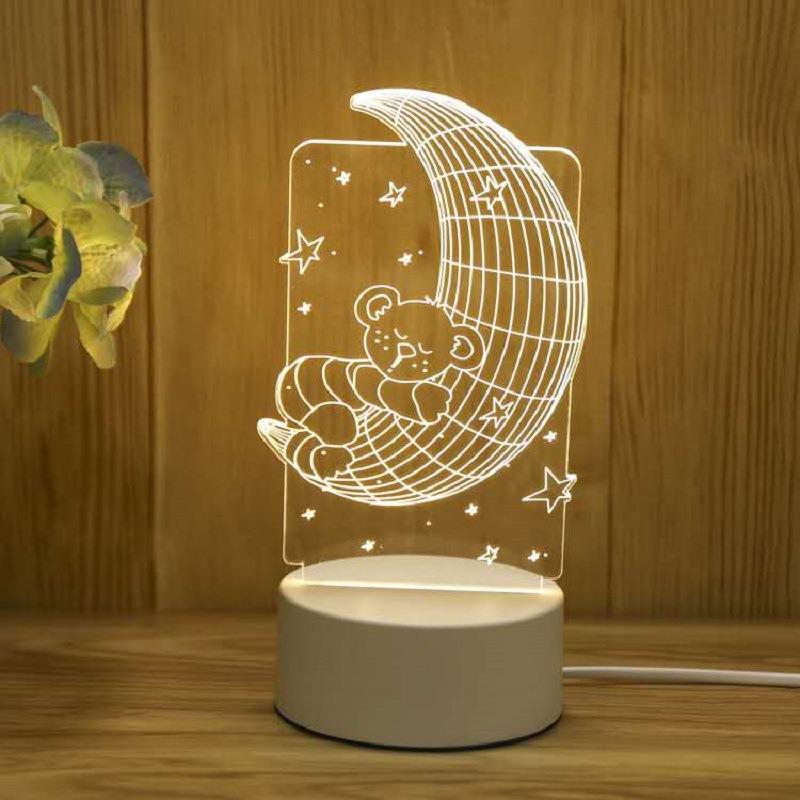 3D Bear Night Light Acrylic Table Lamp for Bedroom
