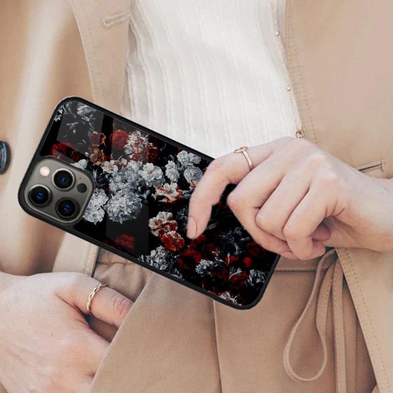 Midnight Floral Magnetic Phone Case For APPLE iPhone 17 Air 16 14 13 12 Pro Max 15 Plus Wireless Charge With MagSafe Cover